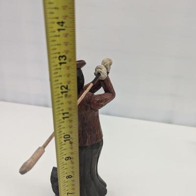 Vintage Hand Carved Wooden Lady Golfer