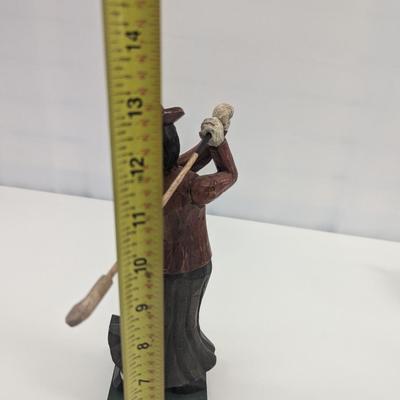 Vintage Hand Carved Wooden Lady Golfer