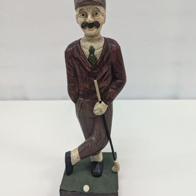 Vintage Hand Carved Wooden Golfer