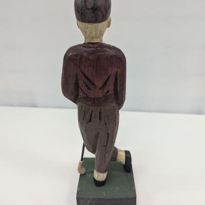 Vintage Hand Carved Wooden Golfer