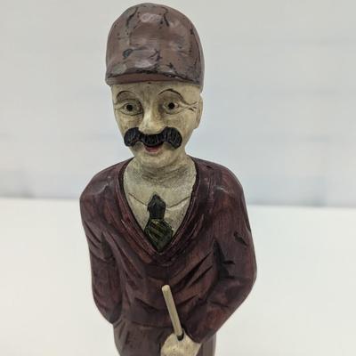 Vintage Hand Carved Wooden Golfer