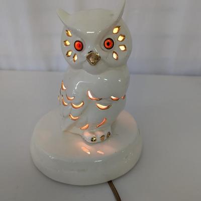 Light Up Ceramic Owl Table Lamp