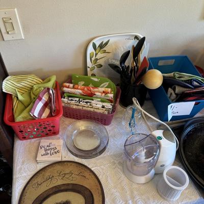 GLASSWARE AND TABLE LOT - TABLE NOT INCLUDED