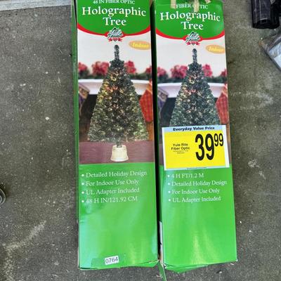 Two 48” Yule Rite Fiber Optic Holographic Trees