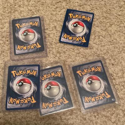 X5 first edition shadowless Machamps in heavily played condition
