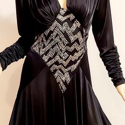 Vtg Hersey Silky Heavy Emmbellished dress