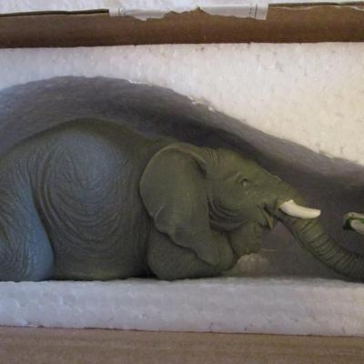 Resin Elephant reading book with Owl
