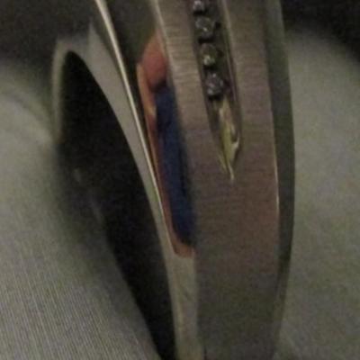 Sterling silver & diamond & sapphire? ring, size 12