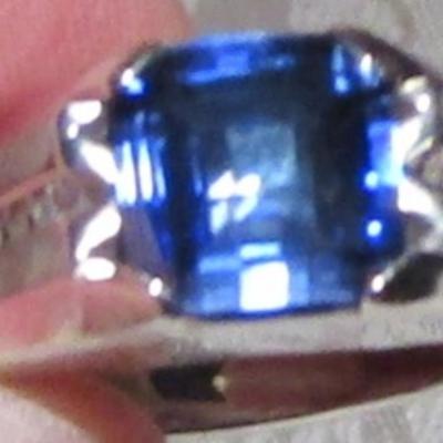 Sterling silver & diamond & sapphire? ring, size 12