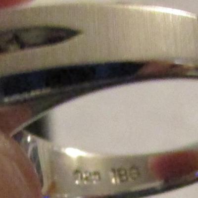 Sterling silver & diamond & sapphire? ring, size 12