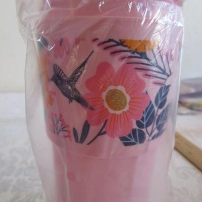 40 oz metal tumbler with lid, 24 oz Starbucks cup with lid & straw, new 16 oz cup with lid