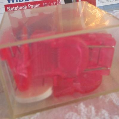 Auto tape dispenser, notebook paper, Pendaflex dividers & other office supplies