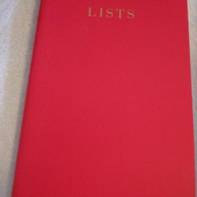 Franklin Covey binder, envelopes, 3-hole punch, business card holder, tape dispenser, pencil erasers, lists pad