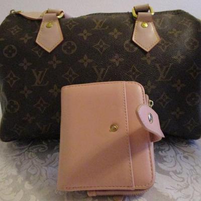 Faux Louis Vuitton handbag, Signice pink wallet