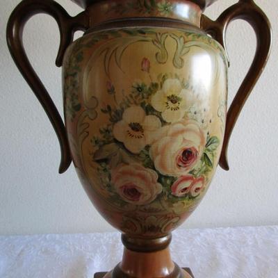 Vintage 32" high-end ceramic table lamp with high-end silk lamp shade