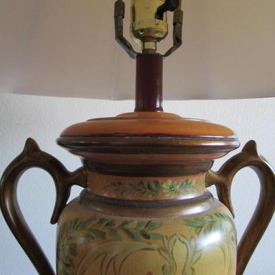 Vintage 32" high-end ceramic table lamp with high-end silk lamp shade