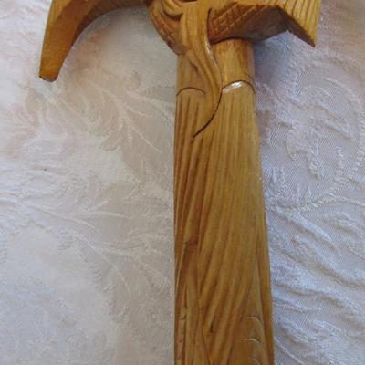 Vintage Damascus Carved wood dragon cane with sword inside