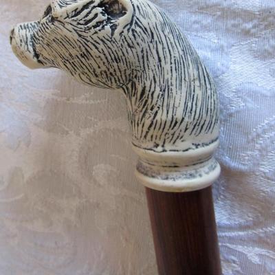 Polar bear wood cane
