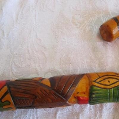 Wood carved Mexican walking stick