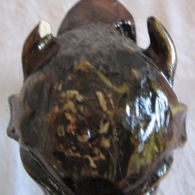 Wood carved buffalo head cane