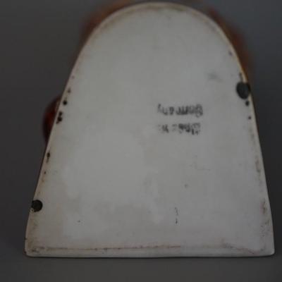 ANTIQUE GERMAN PORCELAIN BROWN GLAZED CHARACTER LIQUOR FLASK OF 6 1/2"