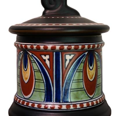 GOUDA HOLLAND POTTERY COVERED JAR HUMIDOR