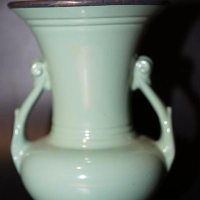 ABINGTON SILVER OVERLAY GLAZED VASE HANDLED #155