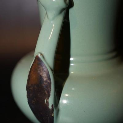 ABINGTON SILVER OVERLAY GLAZED VASE HANDLED #155