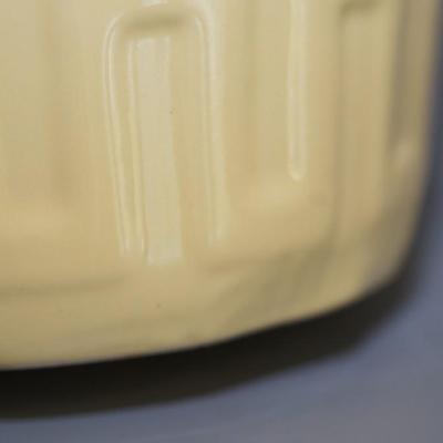 ABINGTON RIBBED NECK HANDLED YELLOW GLAZED VASE 15 1/2" #603