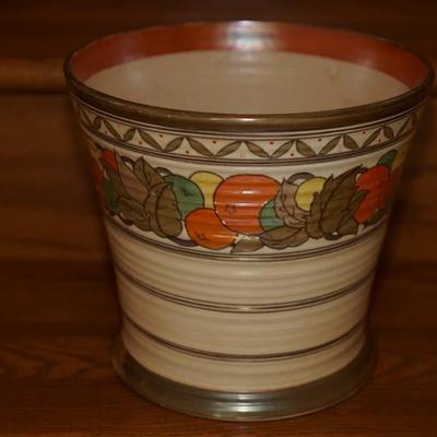 ENGLISH CROWN DUCAL JARDINERE OF COLORFUL FRUIT AND ENAMELLED ACCENT