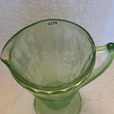 Jeannette UV depression glass-floral poinsettia-32 ounce
