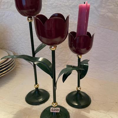90’s metal flower candle holders