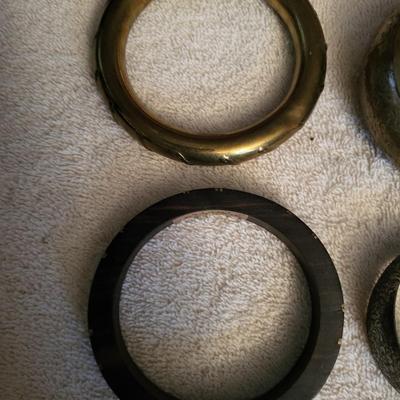 3 BRACELETS FROM INDIA & LARGE HOOP EARRINGS