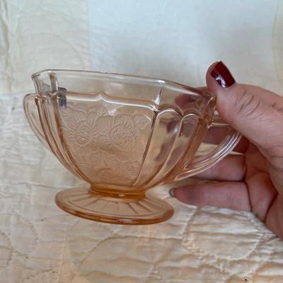 Depression glass sugar & creamer