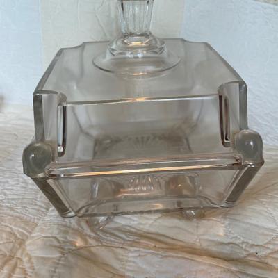 Adams glass co. Square panel covered compote-footed