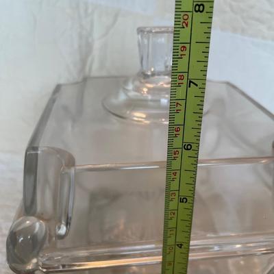 Adams glass co. Square panel covered compote-footed