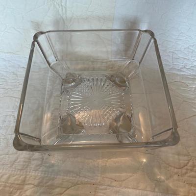 Adams glass co. Square panel covered compote-footed