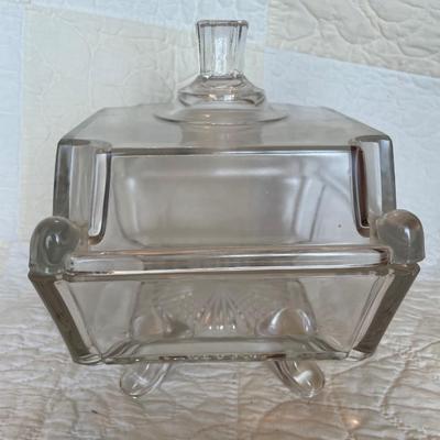 Adams glass co. Square panel covered compote-footed