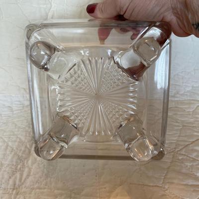 Adams glass co. Square panel covered compote-footed