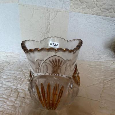 Heisey glass clear cut vase
