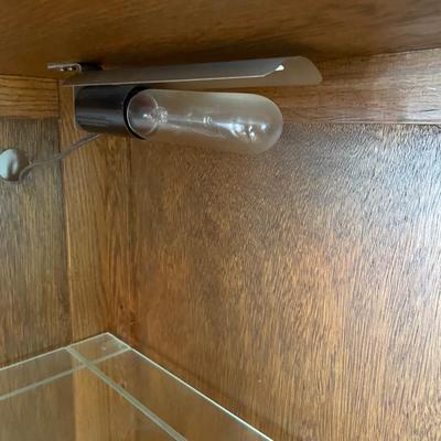 Corner shelf with light and 3 glass shelves