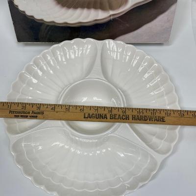 Divided ceramic Serving Dish cream color made in Japan