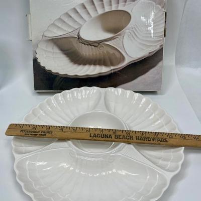 Divided ceramic Serving Dish cream color made in Japan