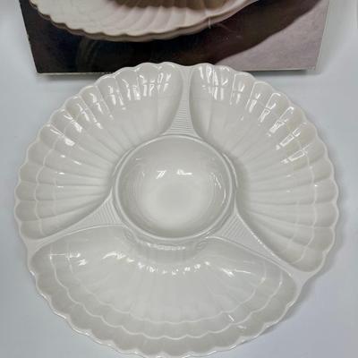 Divided ceramic Serving Dish cream color made in Japan