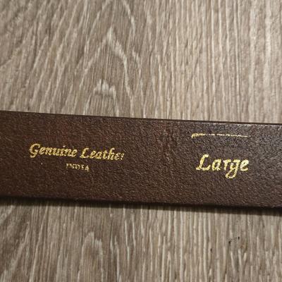 Brown Leather Belt with Brass Buckle