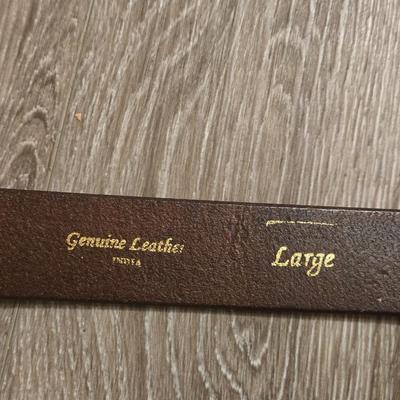 Brown Leather Belt with Brass Buckle
