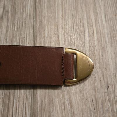 Brown Leather Belt with Brass Buckle