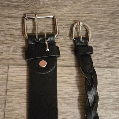 (2) Black Belts - One Braided and One with Silver Grommets