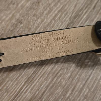 Nine West Black Belt with Silver Chain