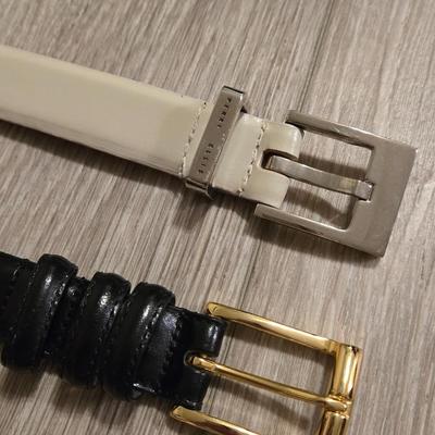 Black and Ivory Leather Belts